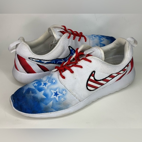 Nike Roshe One 2016 Mens 14 M White USA American Flag Custom Shoes 511881-112 - Picture 1 of 7